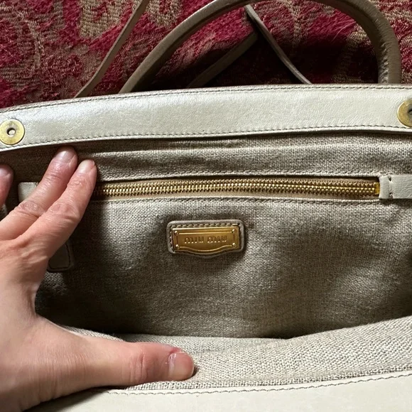 Miu Miu Gray Slouchy Shoulder Bag with Gold-Tone Accents - Picture 3 of 11
